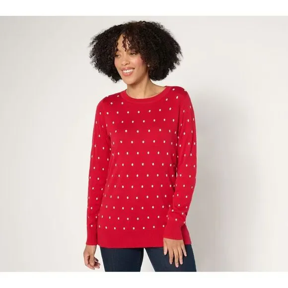 Belle by Kim Gravel Red Polka Dot Sweater - Picture 1 of 4